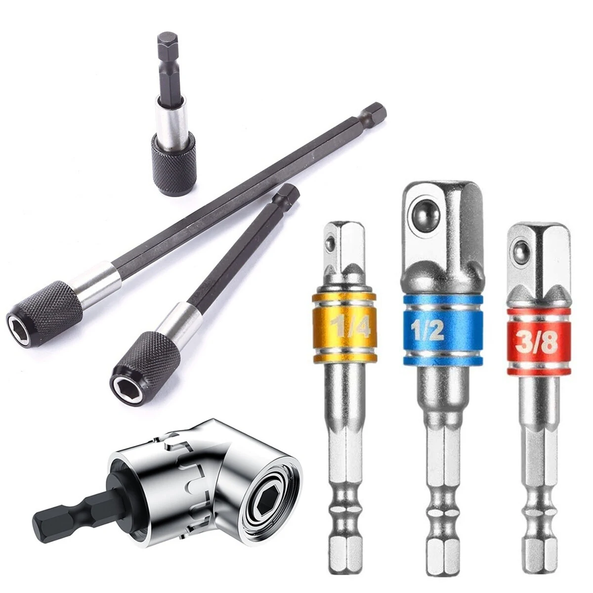7Pcs Extension Bar & Impact Socket Set - Hex Shank Drill Bit Adapter - Image 2