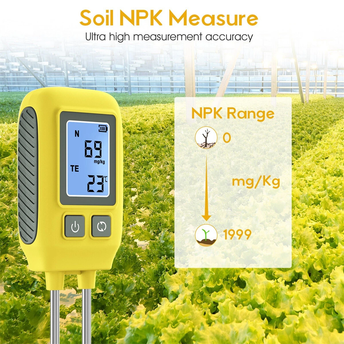 4in1 Soil Tester - NPK pH Moisture & Temperature Meter - Digital LCD with Steel Probe - Image 5