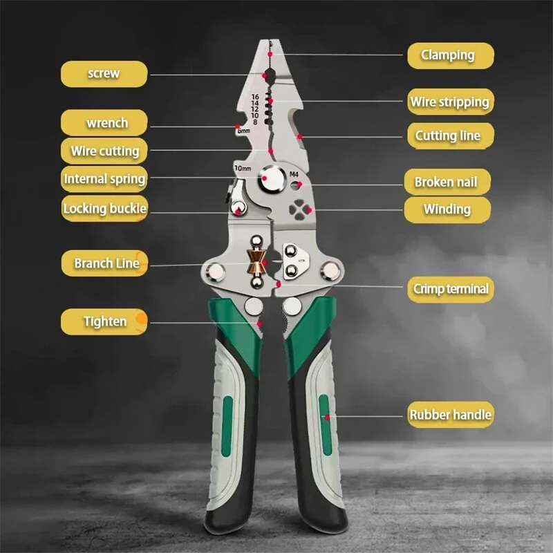 Foldable Wire Stripper - Multifunctional Crimping Pliers with Anti-Slip Handle - Image 3
