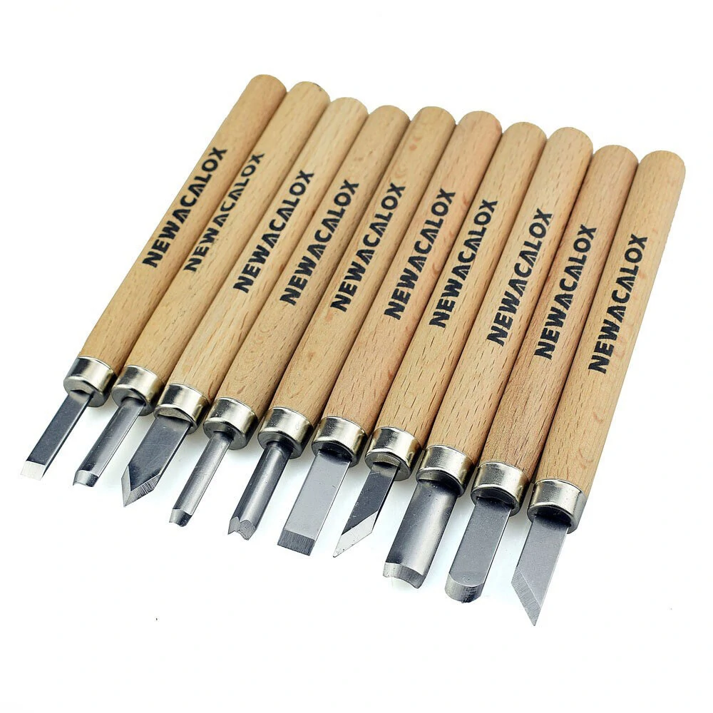 NEWACALOX Wood Carving Tools - 10Pc Knife Scorper & Graver Set for Woodworking - Image 2