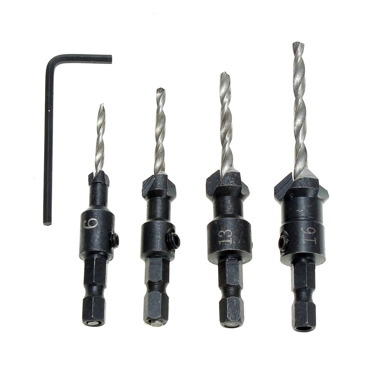 Drillpro DB-C2 4pc Countersink Drill Bit Set - Woodworking, 1/8-1/2 Size - Image 3