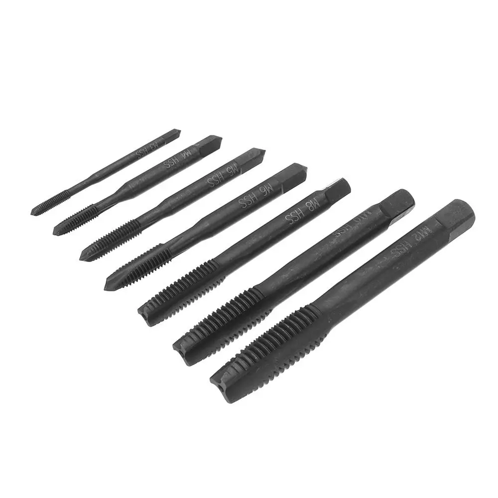 Drillpro 7pcs HSS Nitriding Coated Thread Tap Set | M3-M12 Machine Taps - Image 2
