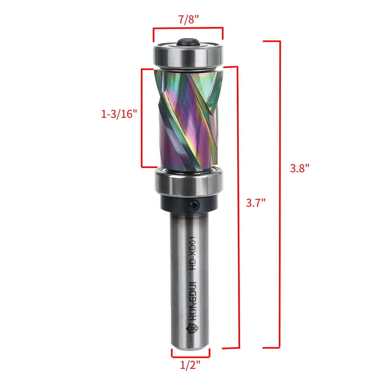 HONGDUI Flush Trim Router Bit - 1/2 Shank 7/8 Cutting Diameter | DLC Coated - Image 4