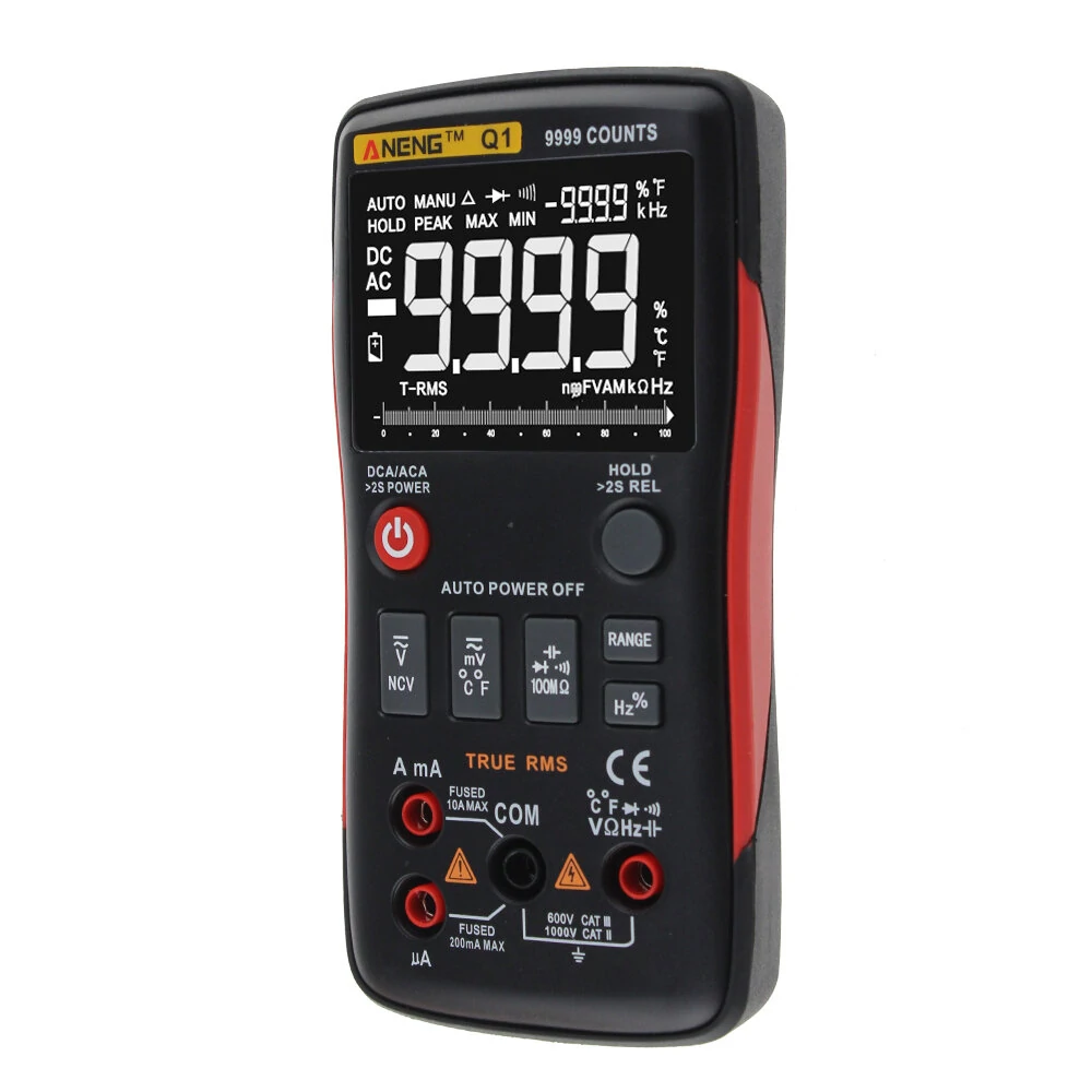 ANENG Q1 9999 True RMS Multimeter - AC/DC Voltage, Current, Resistance, Capacitance, Temp, Auto/Manual Range, Analog Graph Display - Image 3