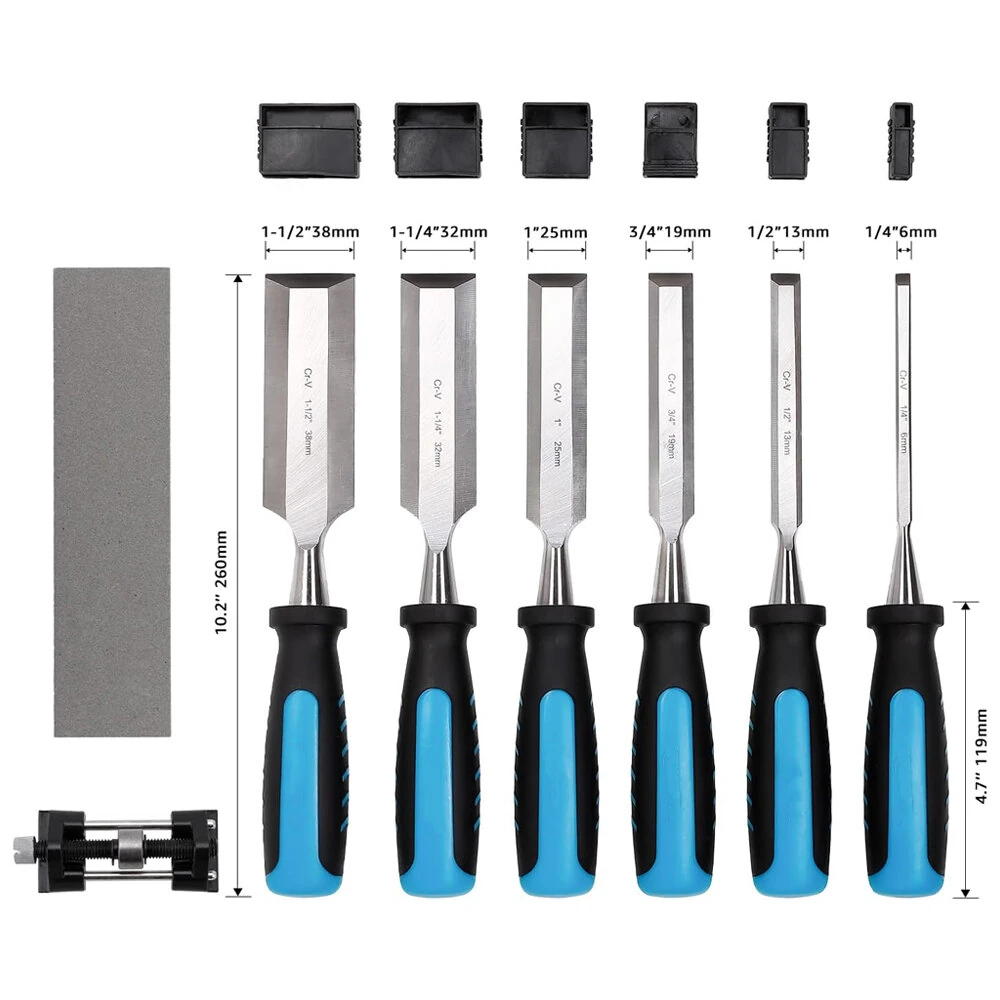 Wood Carving Chisel Set - 8-Piece with Sharpening Stone & Honing Guide - Image 3