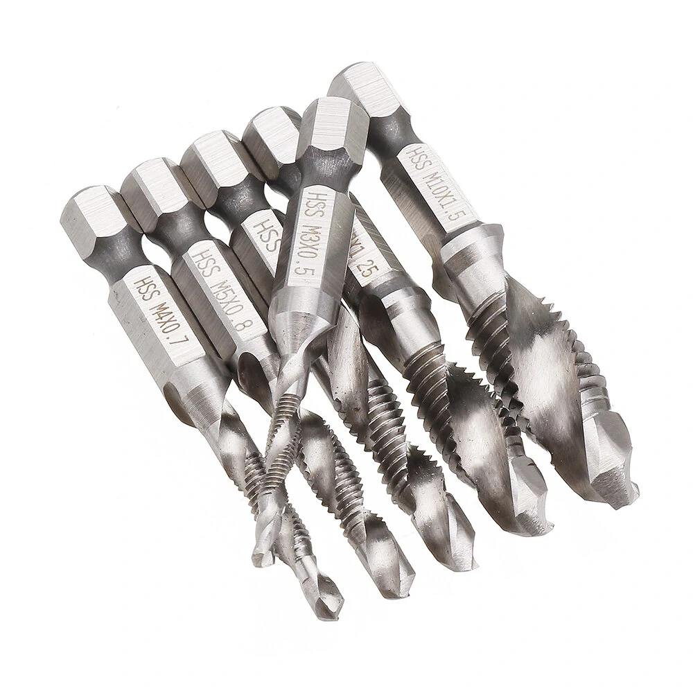 Drillpro 6pc HSS Countersink Drill Bit Set - 1/4 Hex Shank for UNC & Metric - Image 5