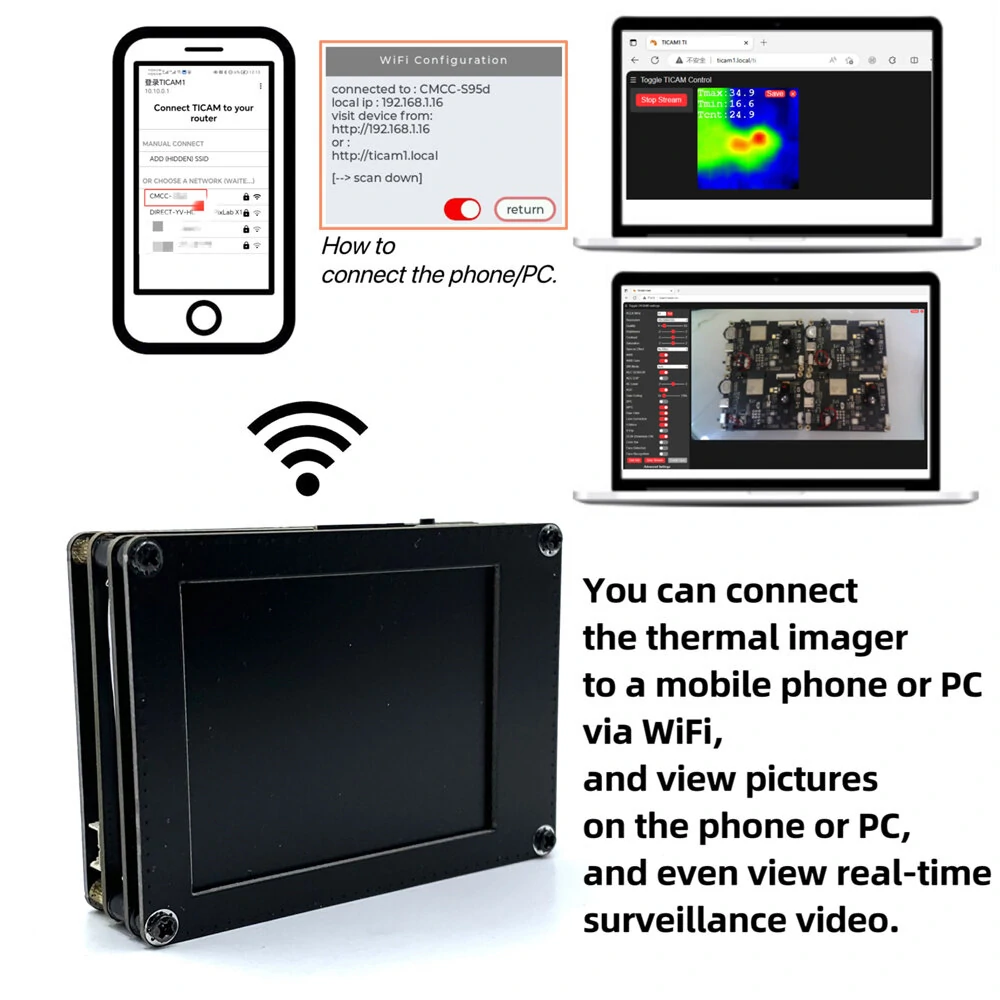 TICAM1 Industrial Thermal Imaging Camera - 200MP Visible Lens & Temperature Detection - Image 5