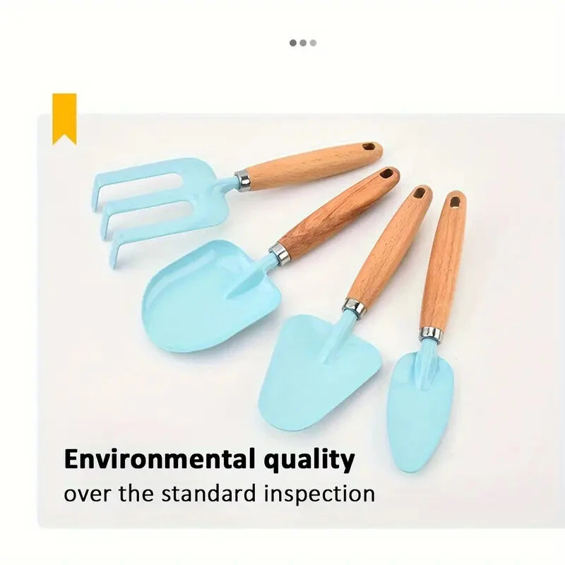 Deluxe 4PCS Gardening Tool Set - Metal & Wood Construction - Kid-Friendly Design - Image 2