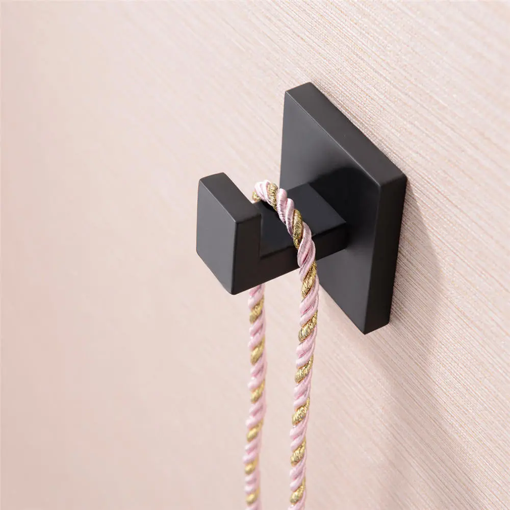 Matte Black Stainless Steel Cup Hook - Adhesive Wall Rack for Bathroom & Home - Image 3