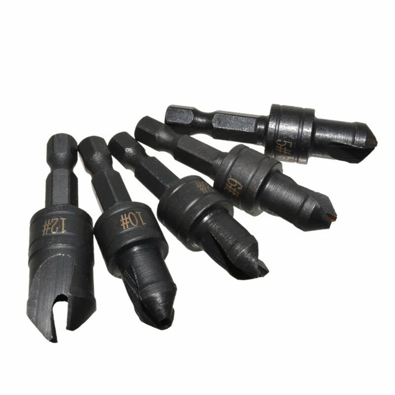 5pcs 82 Degree Countersink Drill Bit Set | Quick Change & Adjustable | Woodworking Tool - Image 4