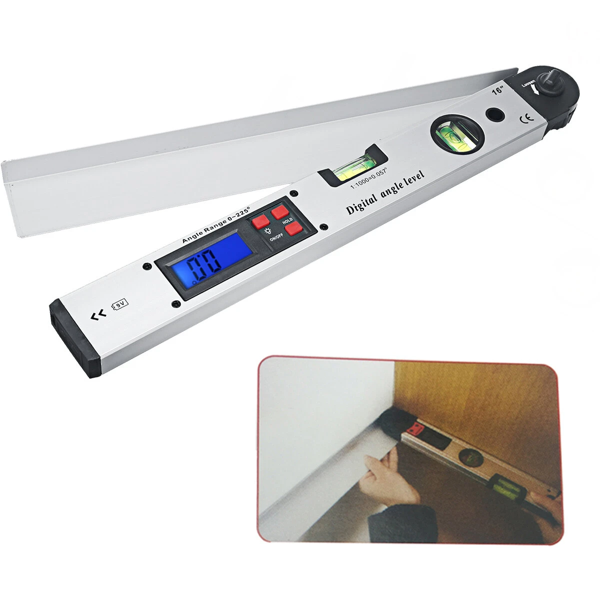 Digital Angle Level Meter 0-225° - 250/400mm LCD Display for Roof Angles & Door Fitting - Image 5