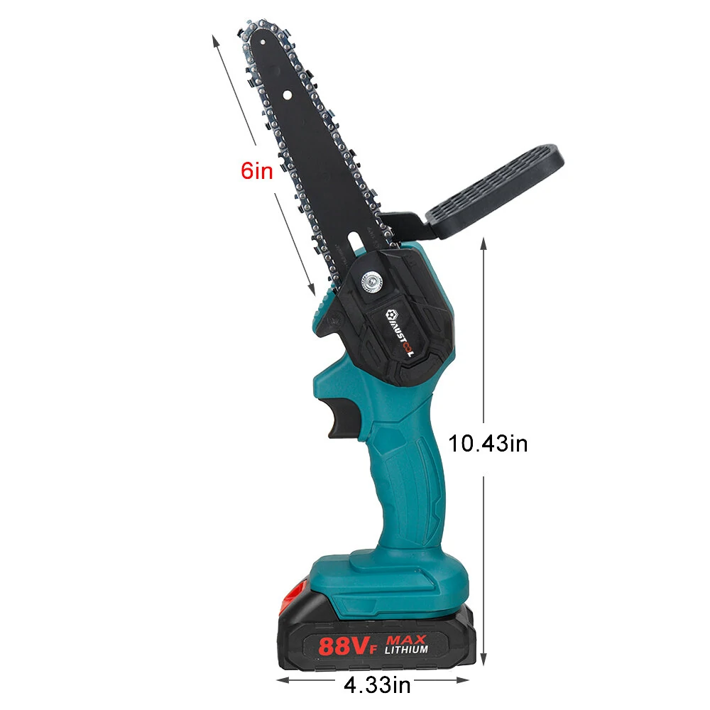 6 Inch 1200W Cordless Electric Chain Saw - 2 Battery & AU Plug | Pruning Woodworking Cutter Tool - Image 3