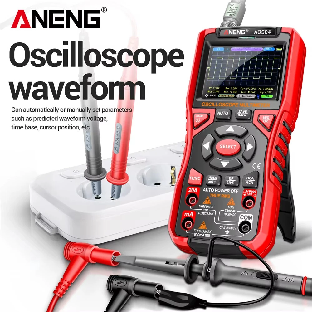 ANENG AOS04 Pro Digital Oscilloscope Multimeter | 50MS/s 10MHz | NCV USB Portable - Image 3