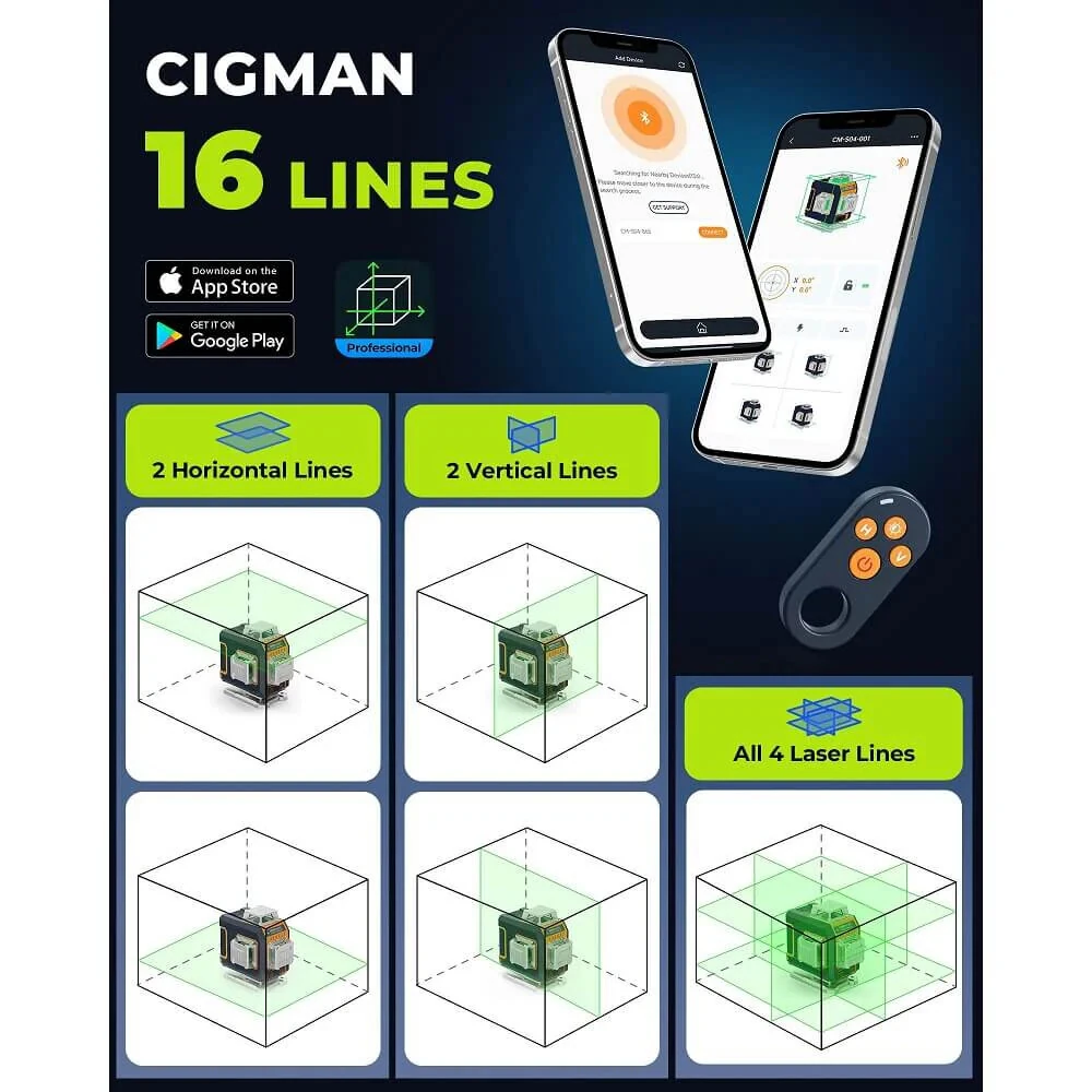 CIGMAN CM-S04 16-Line Green Laser Level | 4x360° Self-Leveling | 30m Range - Image 5
