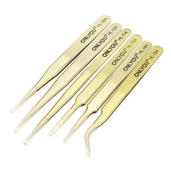 6Pcs BGA Precision ESD Tweezers Set - Stainless Steel Anti-static Repair Tool - Image 2