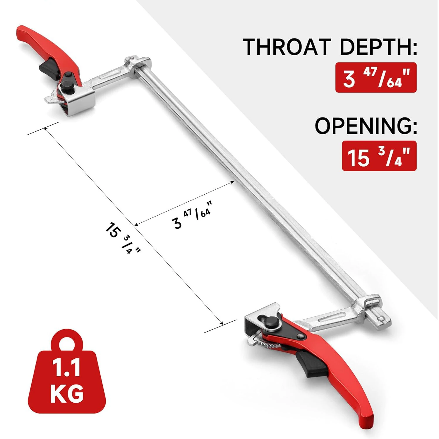 Ratcheting F Clamp Heavy Duty | 705 lbs Clamping Force | 15 3/4 Inch Opening | Black Steel for Welding & Woodworking - Image 2