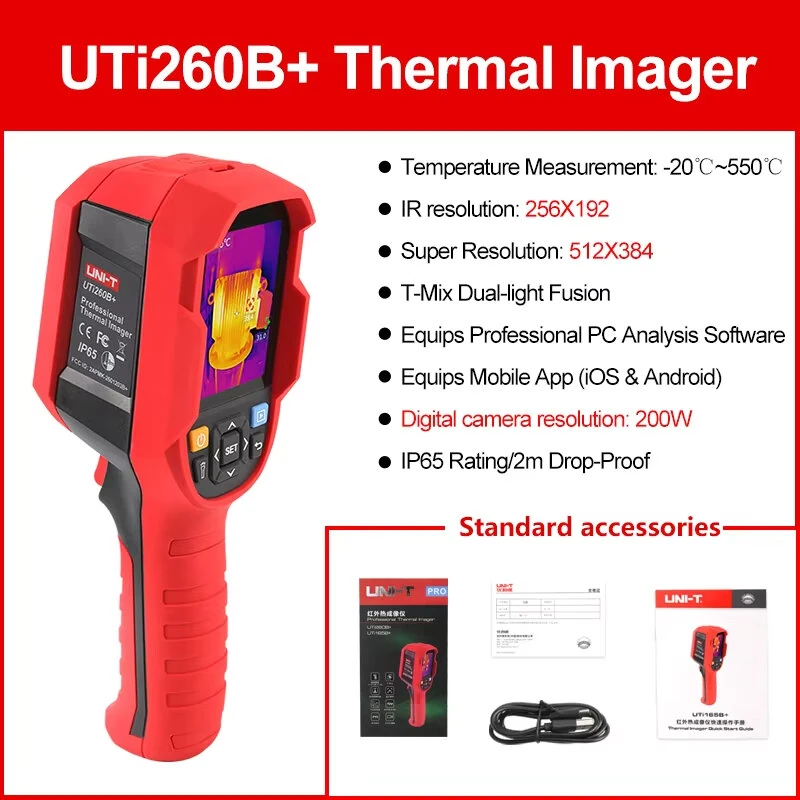 UNI-T UTi260B+ Thermal Camera | 256x192 IR Resolution | -20°C to 550°C | Waterproof - Image 2