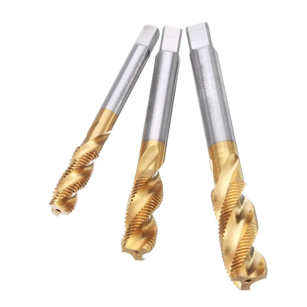 Drillpro M8 M10 M12 HSS Titanium Coated Spiral Flute Tap | Metric Thread - Image 2