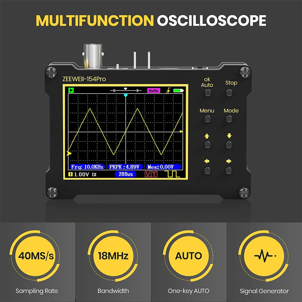 Zeeweii DSO154Pro Handheld Oscilloscope | 40MSa/s 18MHz | LCD Display & PWM Generator - Image 5