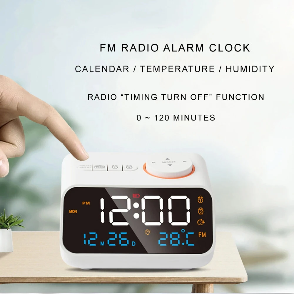 Multi-Functional LED Clock Hygrometer | Voice Control, FM Radio, Dual Alarm - Image 4