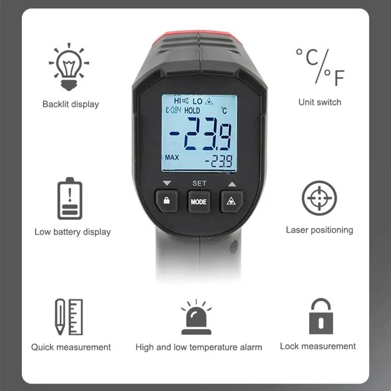 UNI-T UT306S Infrared Thermometer - Laser Temperature Gun -50°C to 500°C - Image 3