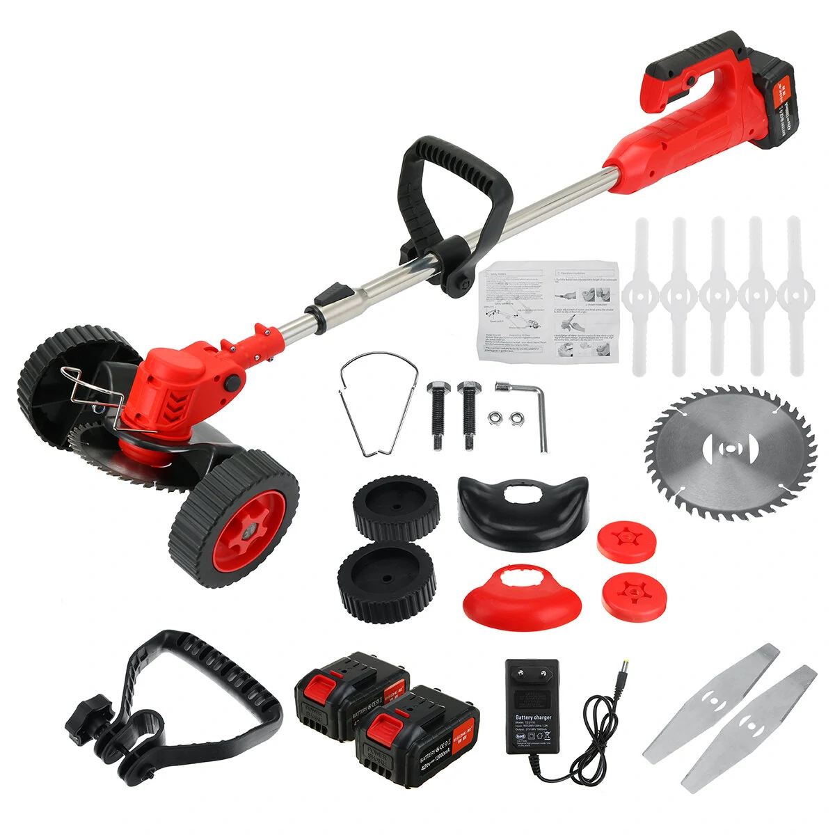 42V Cordless Grass Trimmer & Hedge Trimmer Set - 13000mAh w/ Wheels - Image 5