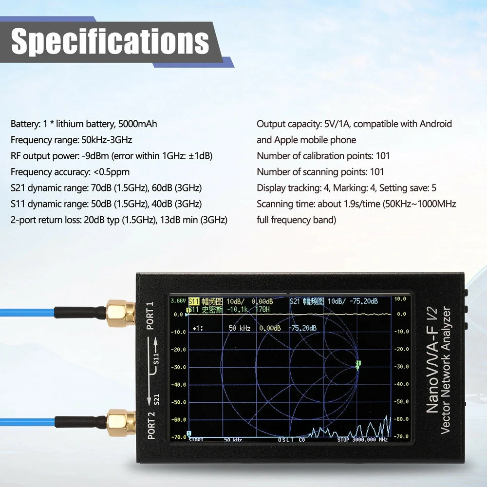 NanoVNA-F V2 Vector Network Analyzer | 50kHz-3GHz | 4.3 IPS Display | HF VHF UHF - Image 3