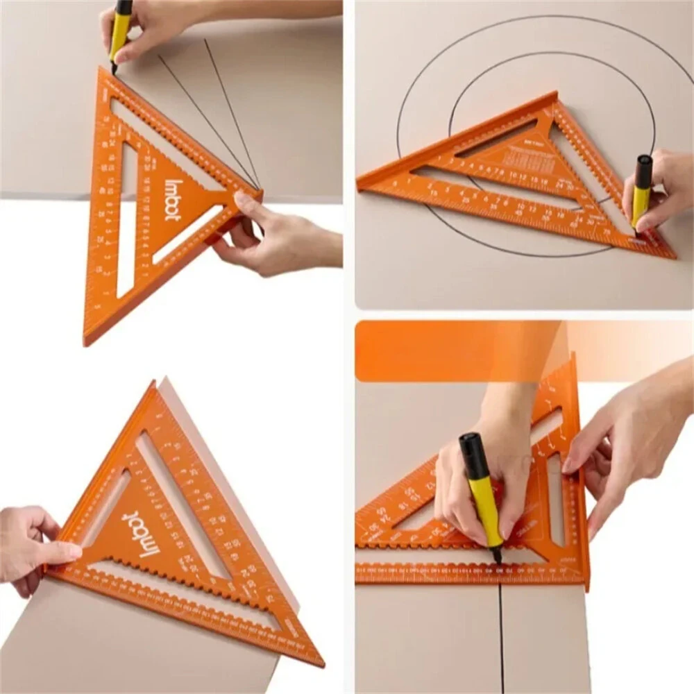 Aluminum Alloy Carpenter Triangle Ruler | Multi-Angle Rafter Square & Circle Tool - Metric Scale - Image 5