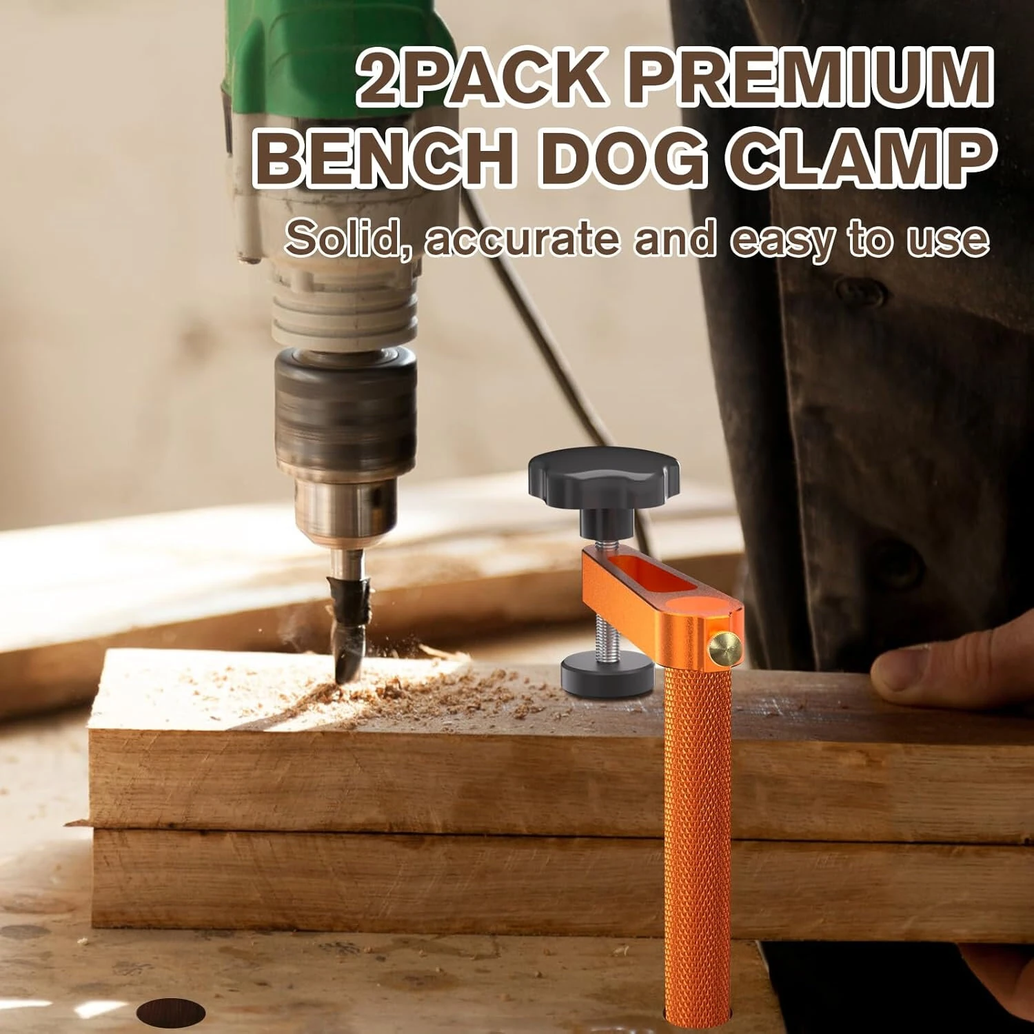 2PCS Adjustable MFT Bench Dog Clamps | 3/4 Inch CNC Aluminum Alloy | Woodworking Holdfast Tools - Image 3