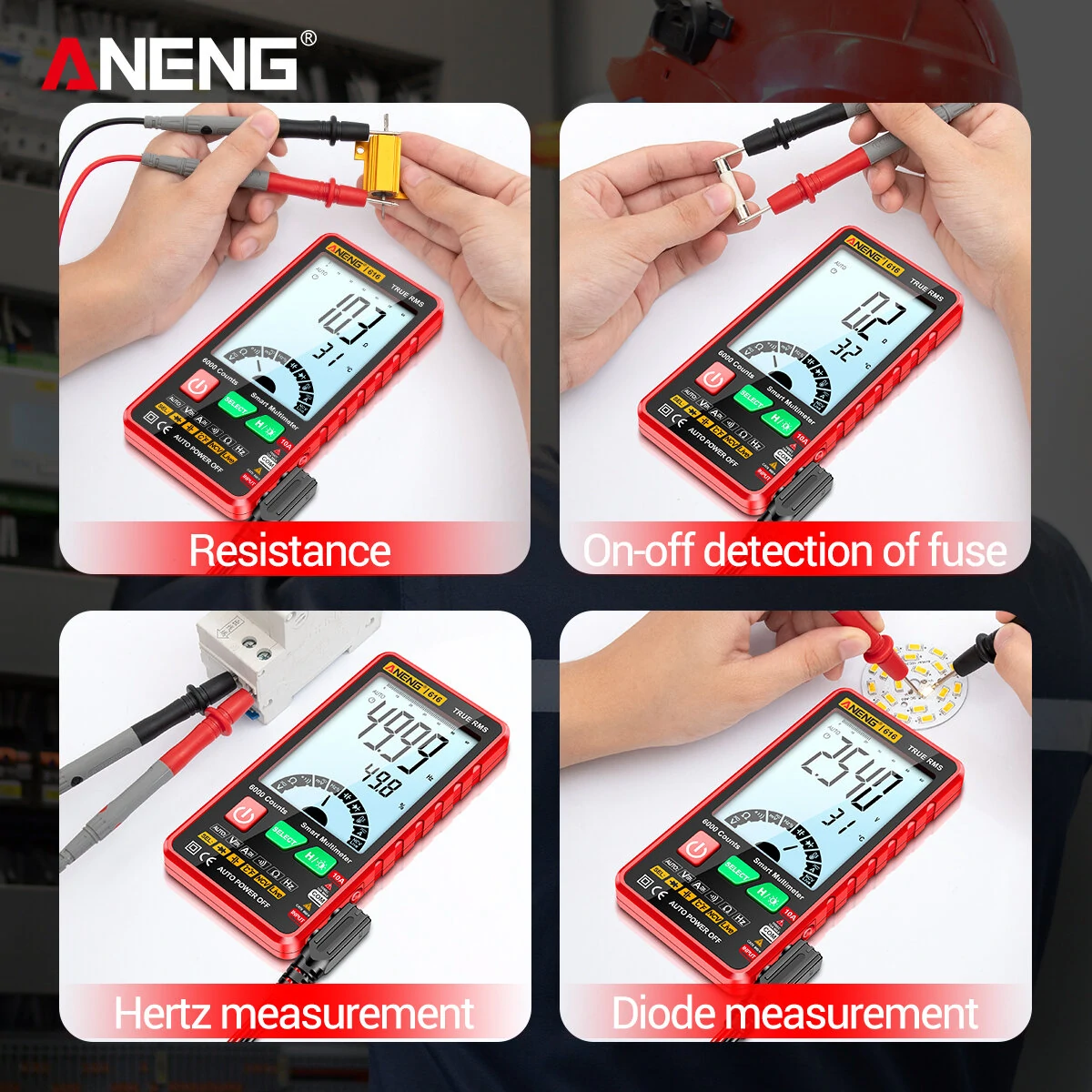 ANENG 616 Digital Multimeter - 6000 Counts Large Backlit Screen | AC DC Voltage Current Tester - Image 4