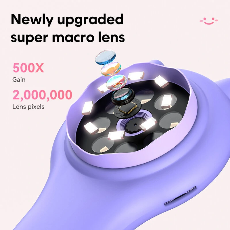 Kids Mini Pocket Microscope - 500X Magnification | 2.0 HD Screen & 8 LED Lights | Fast-Charging Battery for Science Exploration - Image 4
