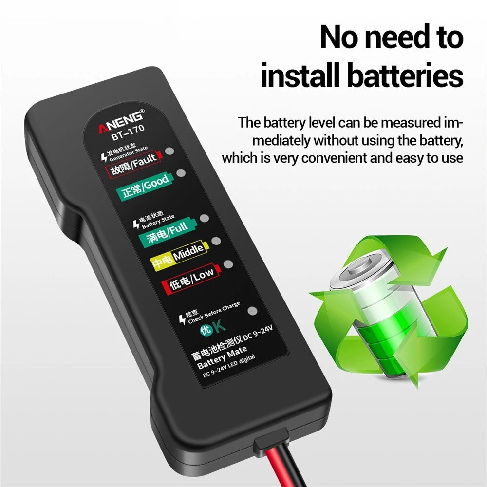 ANENG BT170 Battery Tester | 9V-24V LED Display for Car & Vehicle Battery - Image 4