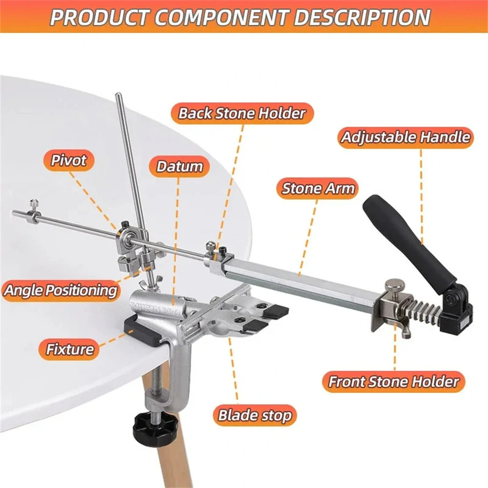 RX-009 Professional Knife Sharpener | 4 Whetstones & Dual Clamps | 360° Rotation Fixed-Angle Kit - Image 5