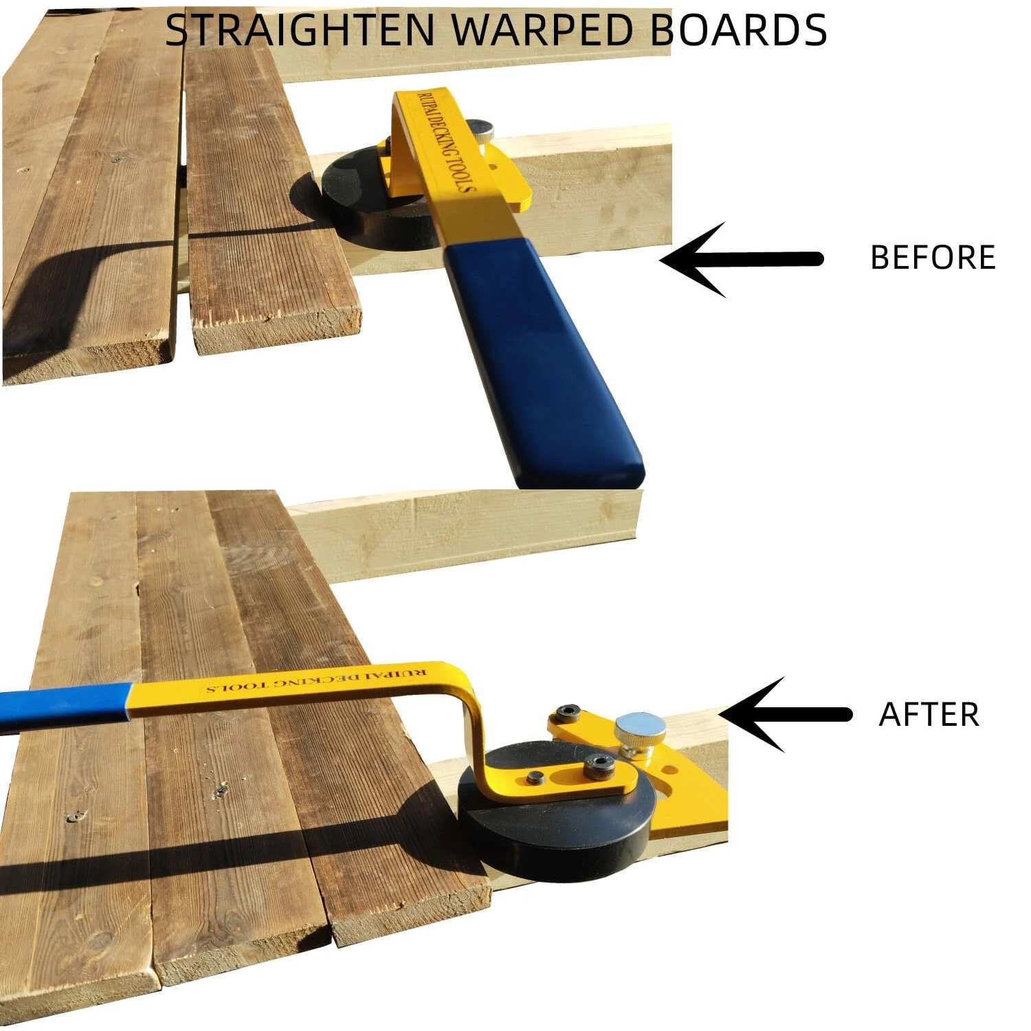 Deck Straightening Tool - Heavy Duty Steel with Anti-Slip Grips | 2x4 Board Alignment - Image 2