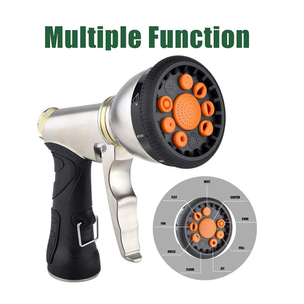 9-Pattern Adjustable Hose Nozzle | High Pressure Zinc Alloy Sprayer for Garden Lawn & Car Wash - Image 4