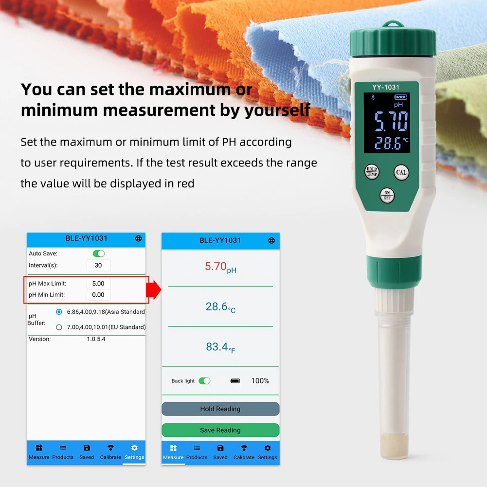 ZN-YY1031 Bluetooth pH Meter | High Precision for Skin, Dough & Water | Auto Temp Compensation - Image 3