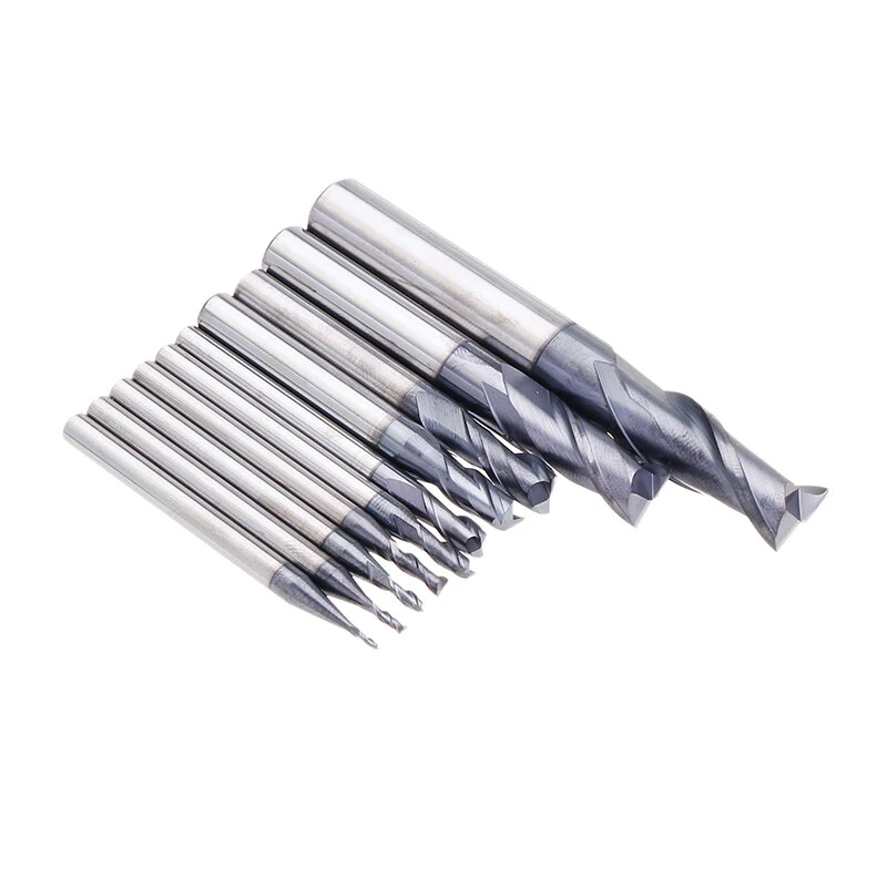 Drillpro HRC55 TiAlN 2 Flute End Mill Cutter | 1-10mm Tungsten Carbide CNC Tool - Image 2