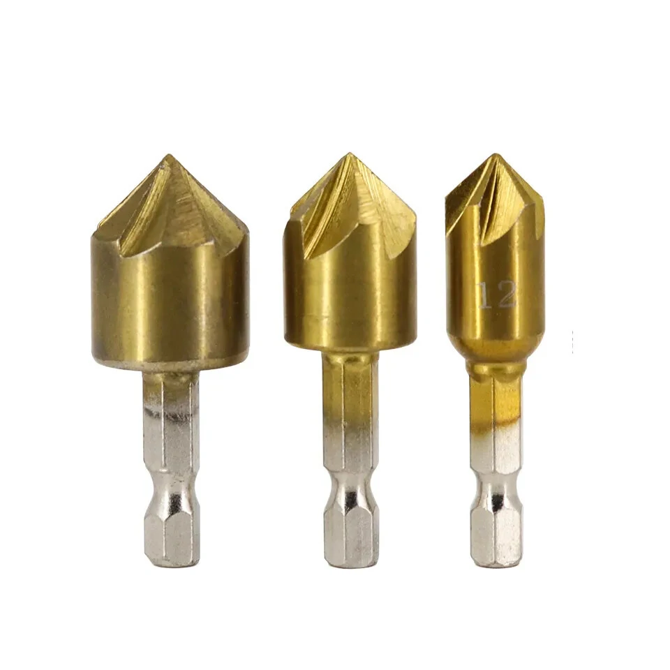 HSS 1/4 Hex Shank Chamfer Drill Bit Set - 6Pcs 90 Degree Countersink | 6mm-19mm - Image 3