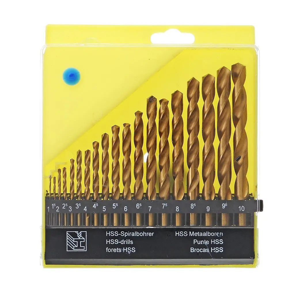19pcs HSS 1-10mm Twist Drill Bit Set - Straight Shank - High Precision - Image 2