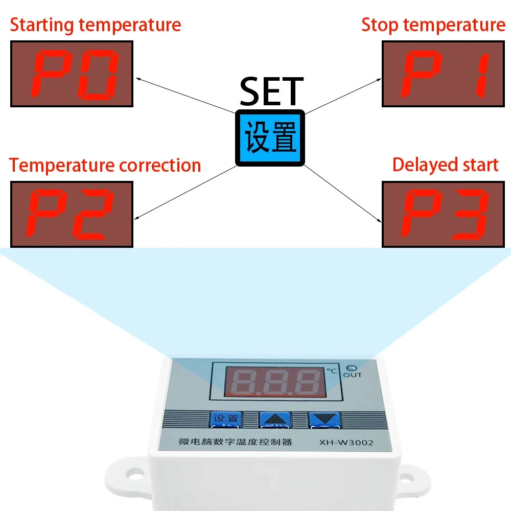 W3002 Digital LED Temperature Controller - 12V/24V/110V/220V Dual Heating & Cooling | High Accuracy - Image 4