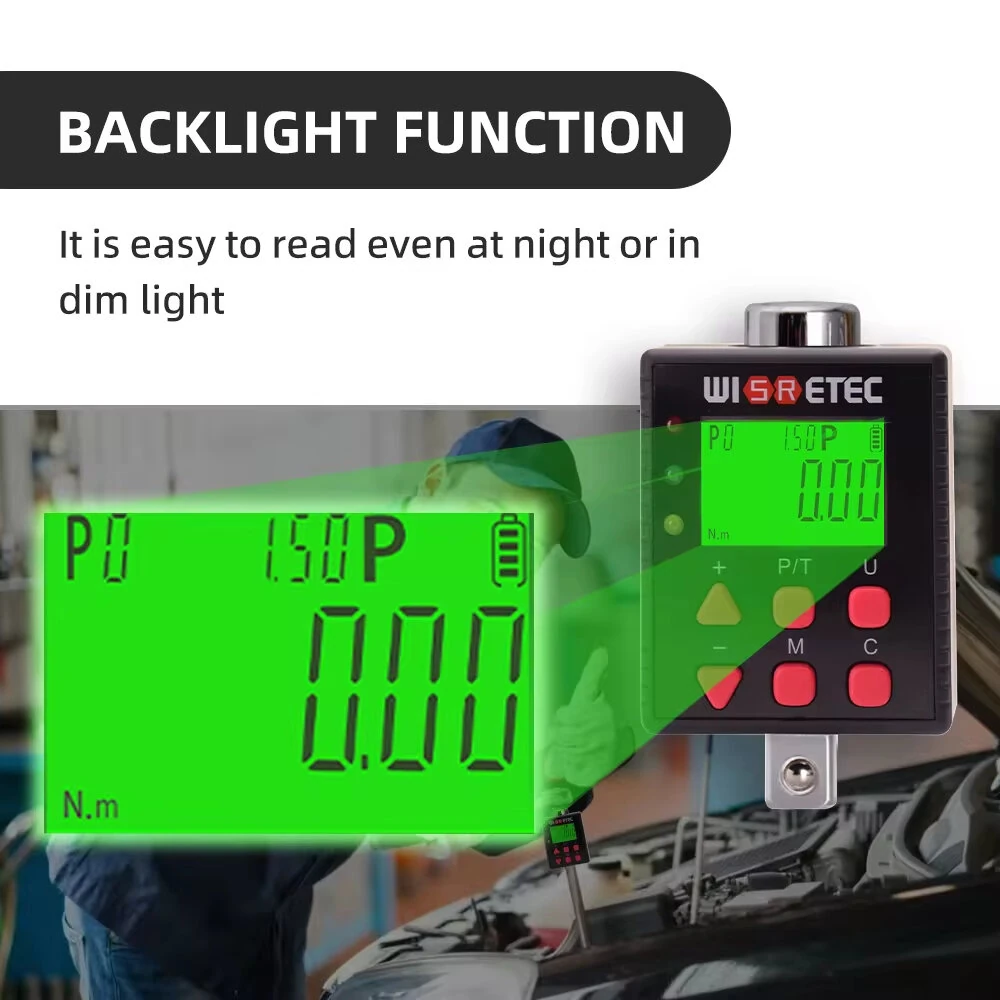 Digital Torque Meter 0.1-340 N.m - Adjustable Electronic Adapter | Large Backlit Display & Bidirectional - Image 5