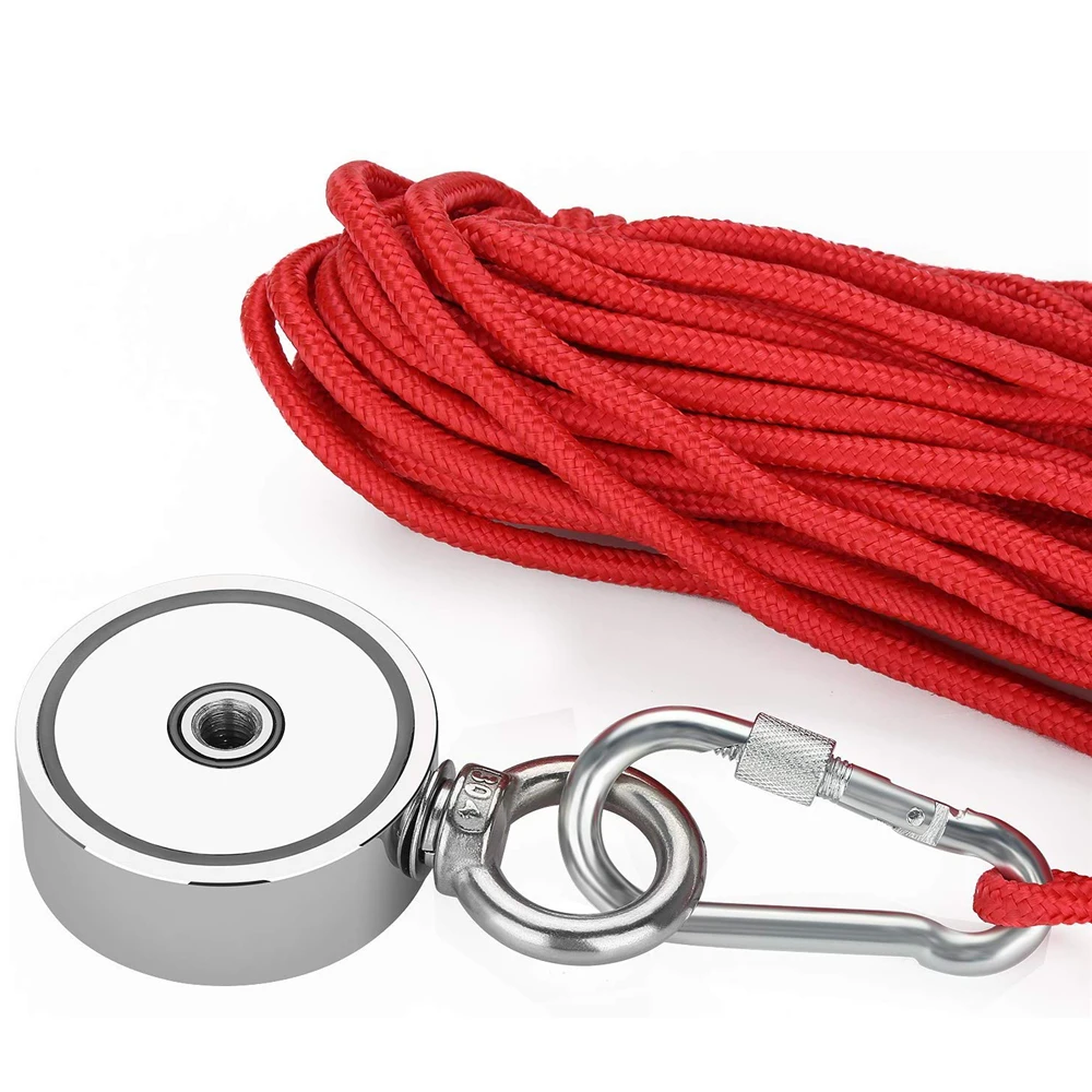 Double Eye-bolt Recovery Magnet 160-1500KG | 48-136mm Diameter with 20m Ropes - Image 4