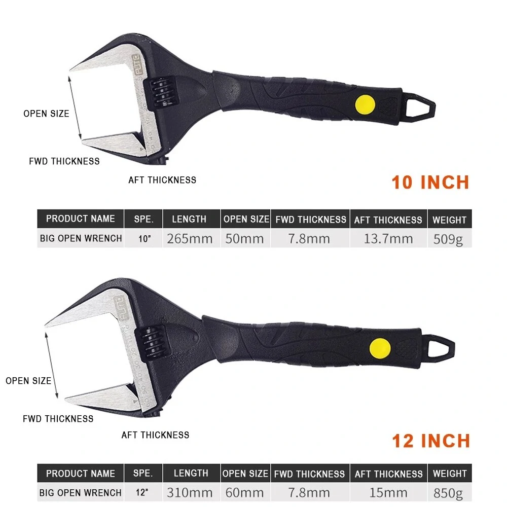 Adjustable Spanner Wrench - 6 8 10 12 Inch Multi-Function Large Opening Ratchet - Image 4