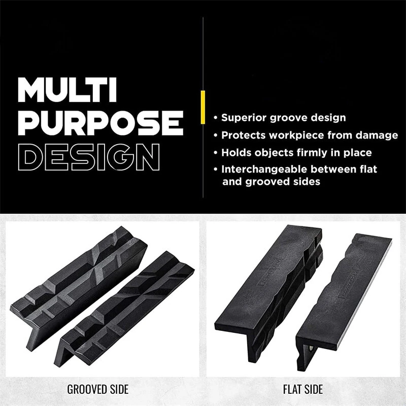 Magnetic Reversible Vise Jaws - 4 & 6 Inch Nylon Pads for Metal Bench Vise - Image 3