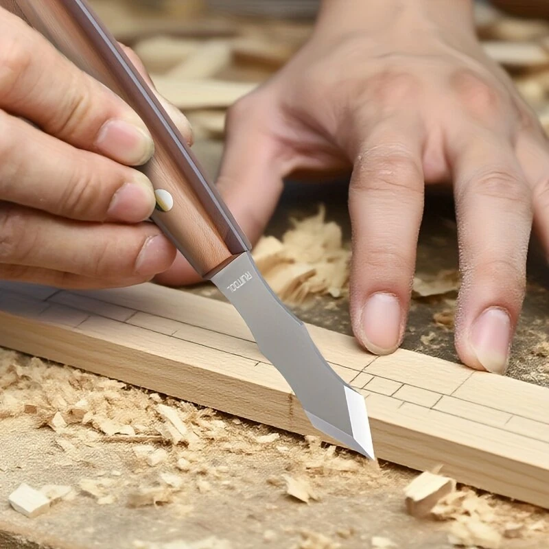 Long Neck Marking Knife - 60° Carbon Steel Blade & Wood Handle | Woodworking Tool - Image 5