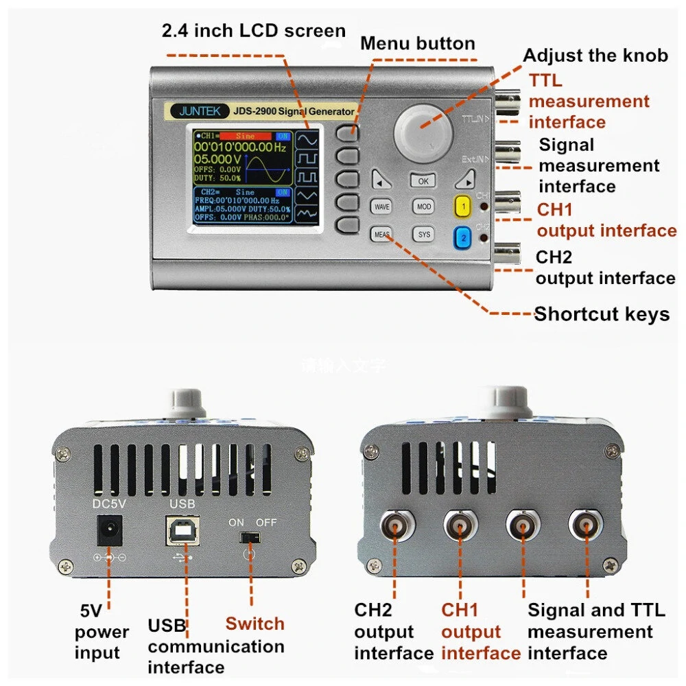 JUNTEK JDS2900 60MHz DDS Function Generator | Dual-Channel & Frequency Counter - Image 5