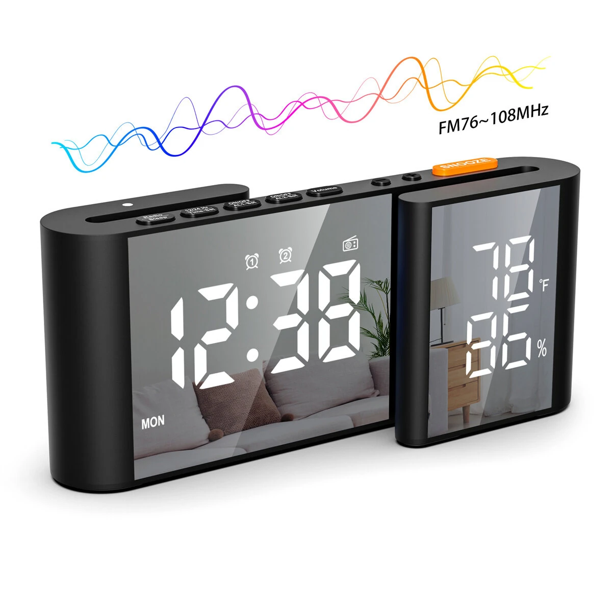 Multi-Function LED Clock - Dual Alarm, FM Radio, Hygrometer & USB Charging - Image 2