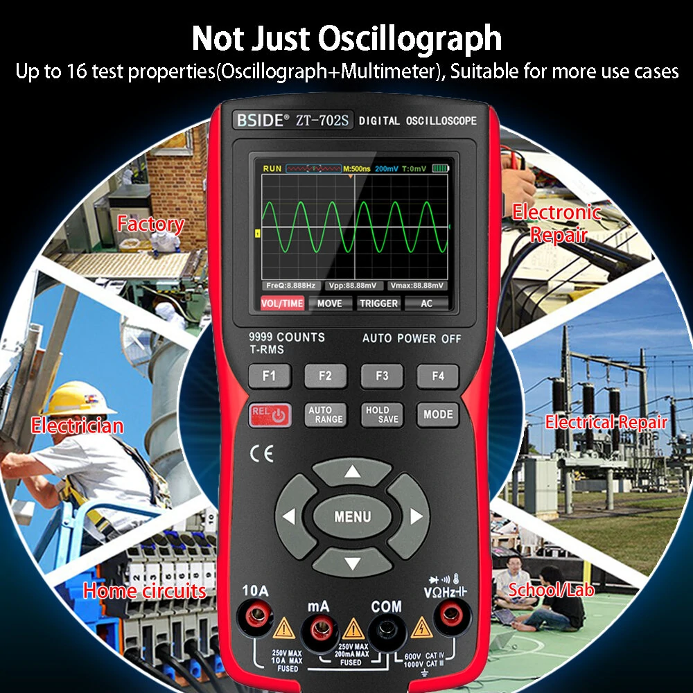 BSIDE ZT702S Multimeter & Oscilloscope - True RMS, 48M/S, 10MHz, PC Data Storage - Image 4