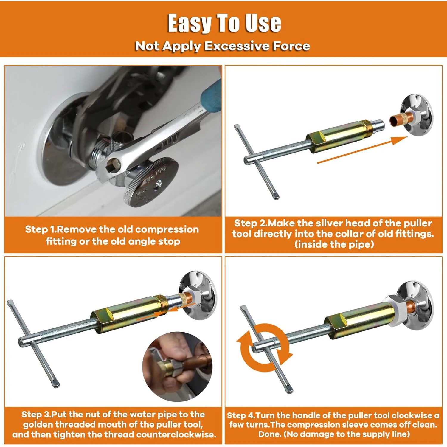 Compression Sleeve Puller Tool - Removes 1/2 Frozen Ferrules & Nuts | Easy Pipe Repair - Image 4
