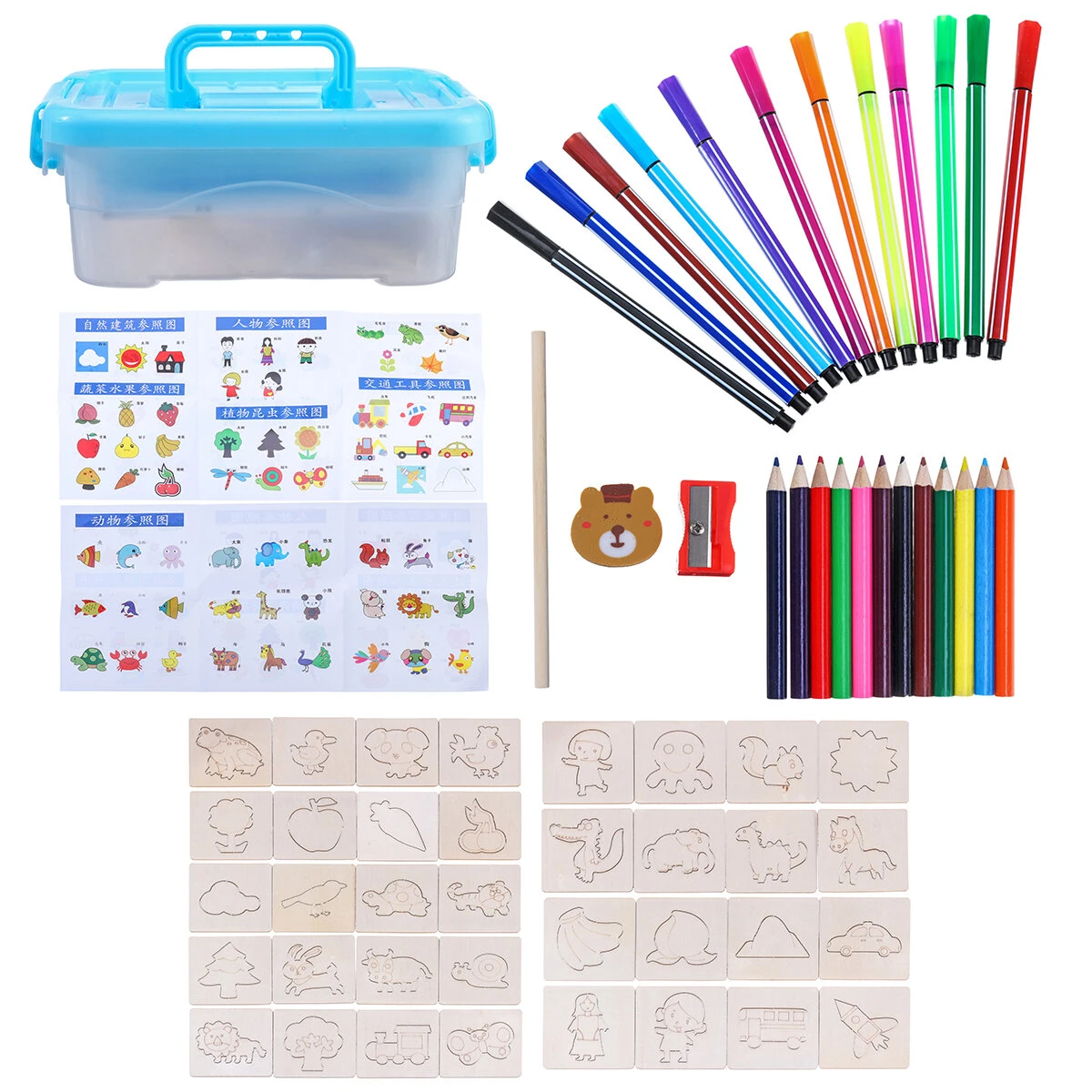 24-36-60x Color Painting Tools Kit | Graffiti Template & Wooden Toy for Kids - Image 3